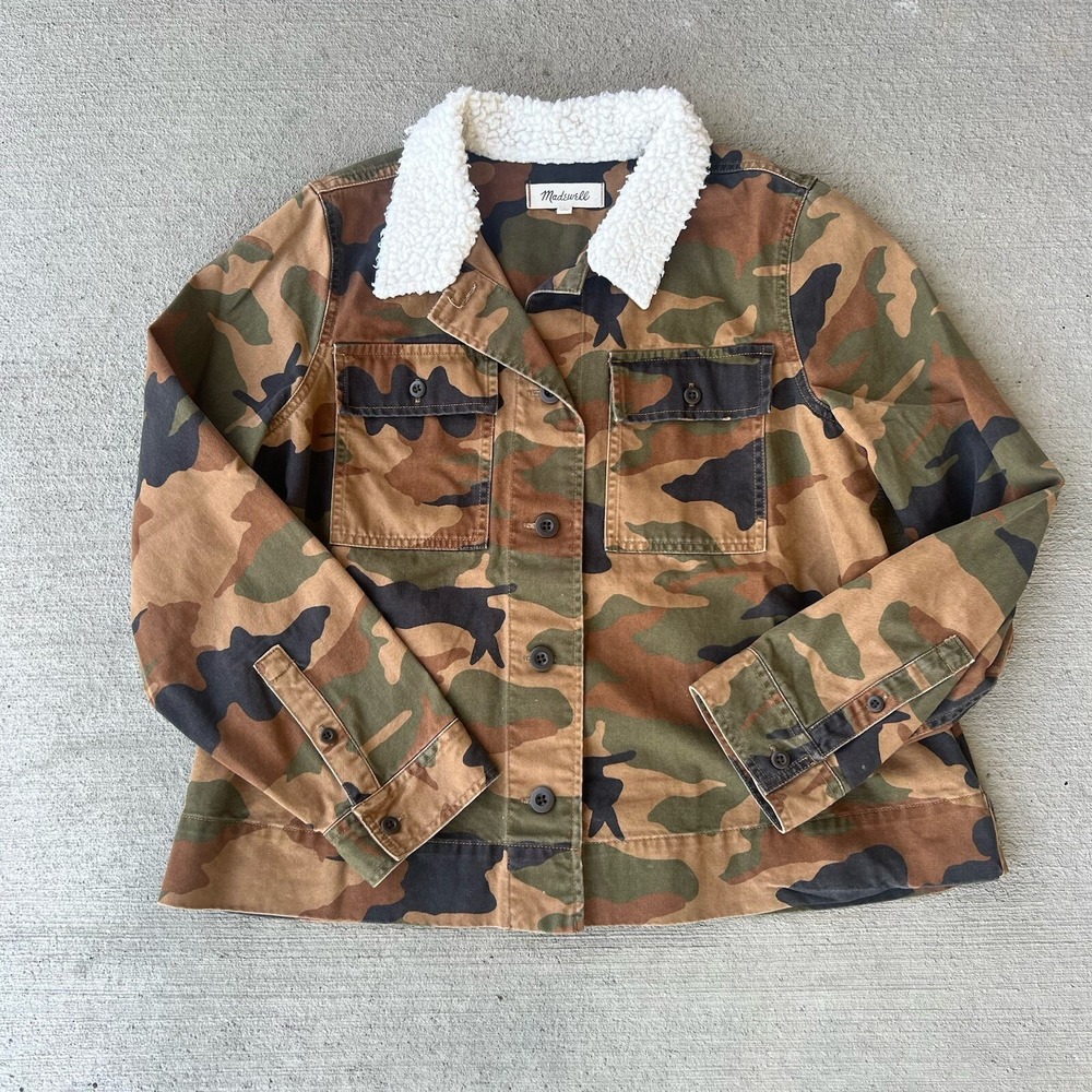 Madewell Women's Army Sherpa Jacket Camo Medium M Lined Utility Coat
